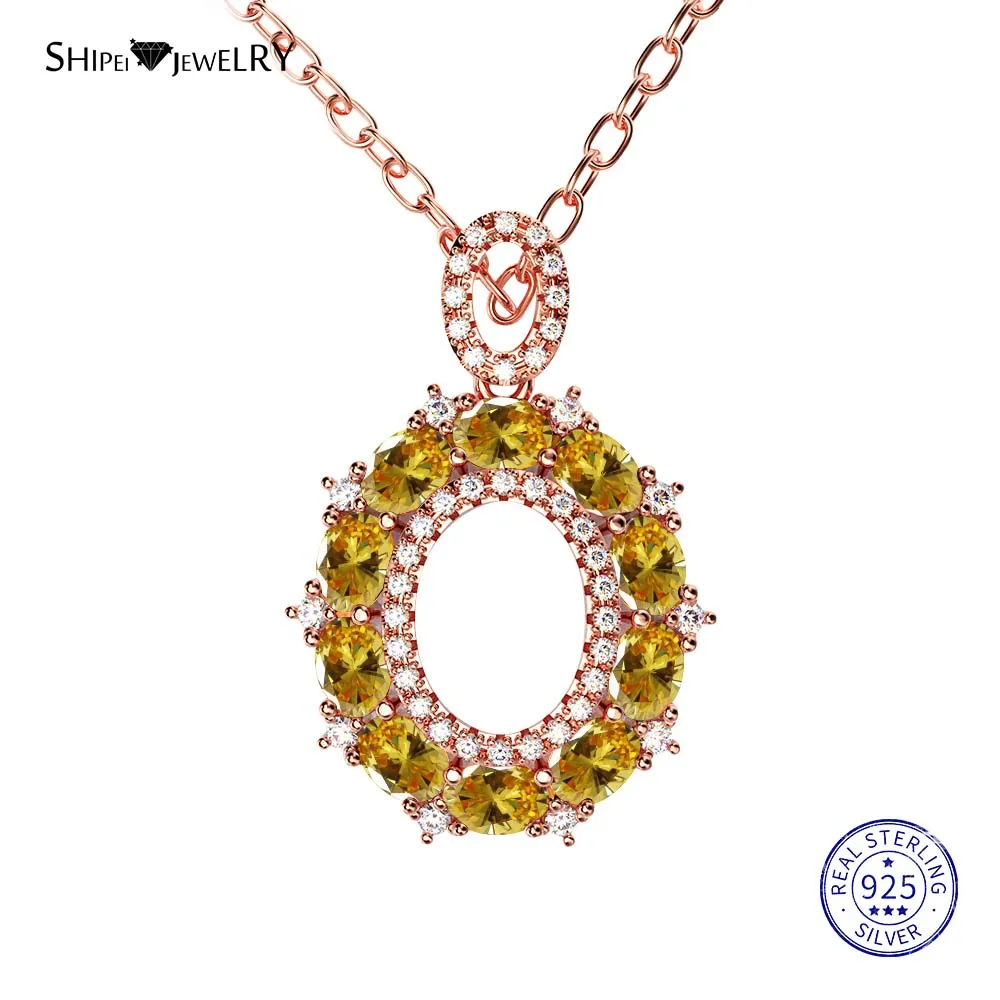 Shipei стерлингового серебра 925 пробы ювелирные изделия Желтое золото розовая, золотая, овальная Сапфировая подвеска ожерелье для женщин Подарок на годовщину - Цвет камня: RoseGold-Yellow