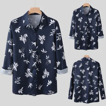 

Men Shirts Europe Size Mens Shirt Male Casual Mens Autumn Loose Fashion Casual Daily Printed Long sleeve Shirt Top Blouse #35