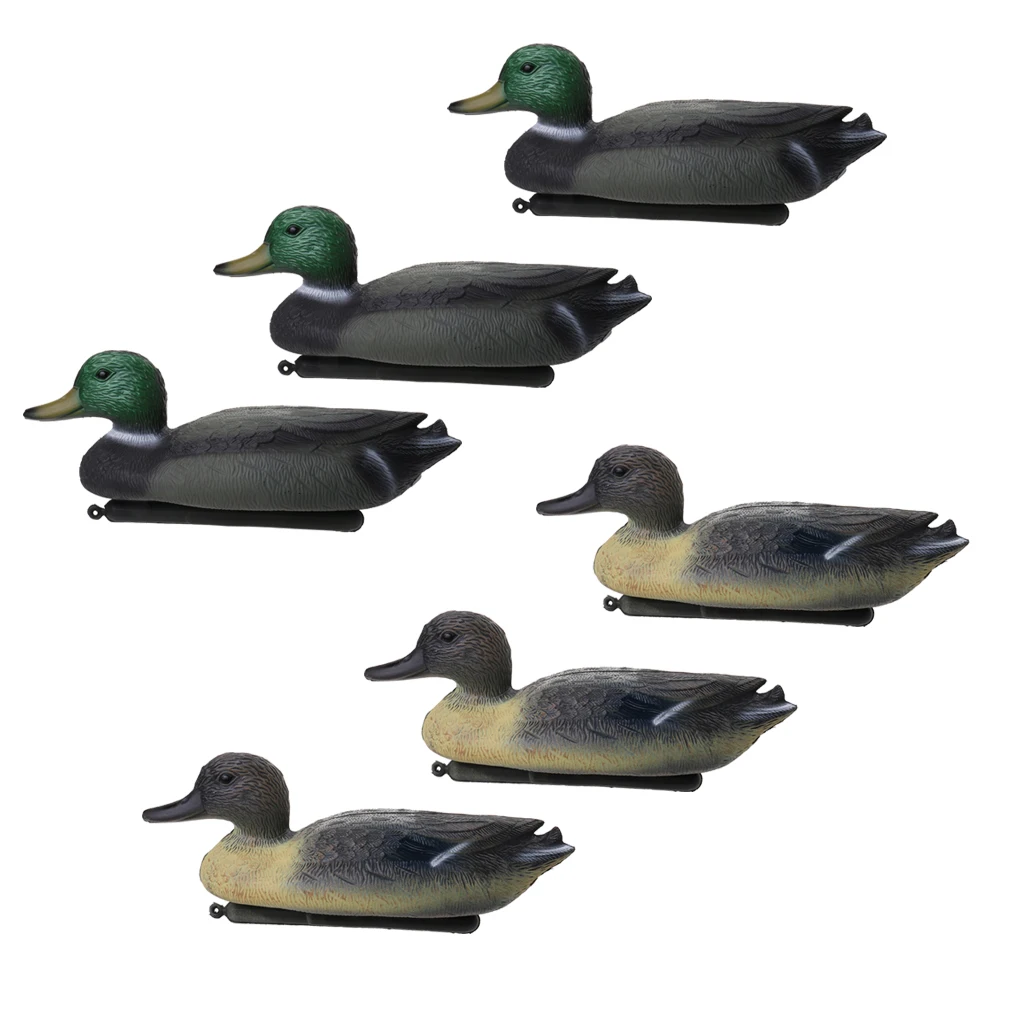 6 Pcs PE 3D Duck Decoy Floating Lure with Keel for Outdoor Hunting Fishing Accessories 36 x 15 x 15cm