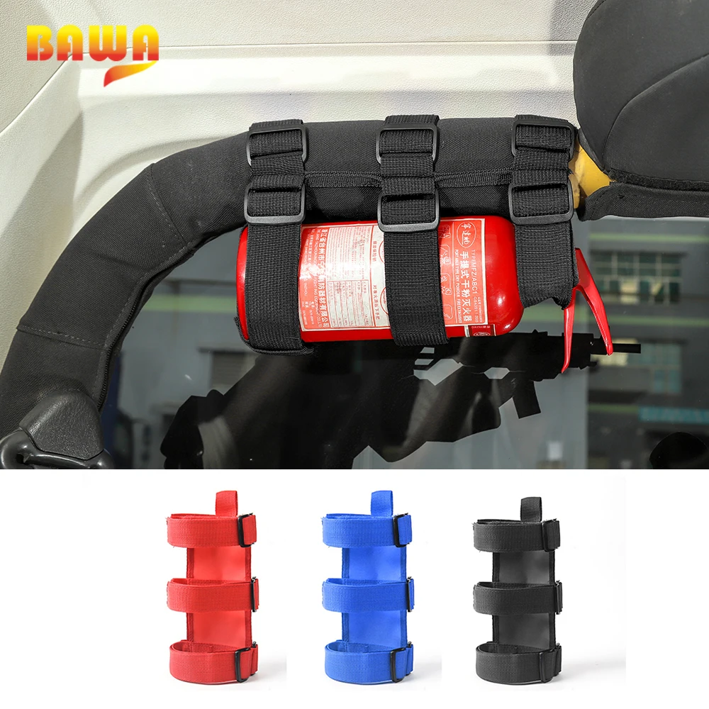 

BAWA Fire Extinguisher Holder Adjustable Extinguisher Mount Strap for Jeep Wrangler TJ JK JL 1997+ Car Interior Products