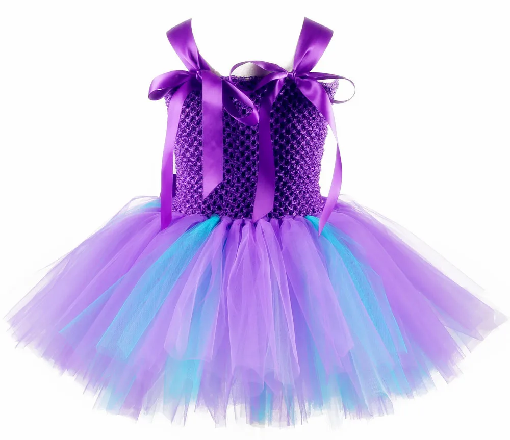 Children Unicorn Costume For Girls Halloween Cosplay Purple Dress Mermaid With Headwear Fish-scale Sequins Party Princess Dress