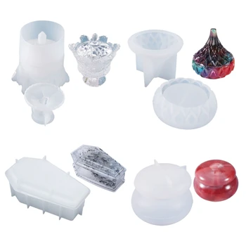 

DIY Multifunctional Silicone Epoxy Resin Casting Molds,Water Drop Storage Box Mold, Three-piece Crystal Crown Storage Box, Mirro