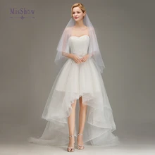 Короткая свадебная вуаль с обрезанным краем, расческа, дешевые двухслойные тюлевые Свадебные вуали, свадебные аксессуары, вуаль для свадьбы, Veu de Noiva