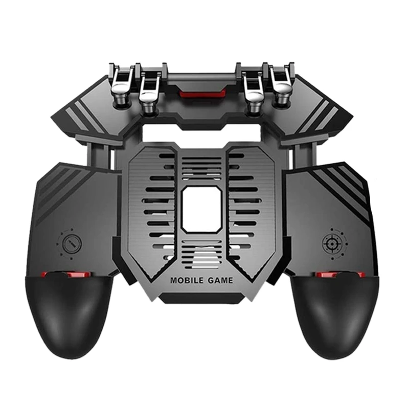 

AK77 4 Triggers [6 Finger Operation] Mobile Game Controller Shooter Trigger Cooling Fan Power Bank Game Joystick 3 In1