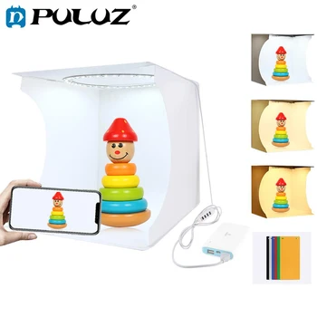 

PULUZ 31cm Adjustable Ring LED Panel Folding Portable Light Photo Lighting Studio Shooting Tent Box Kit with 6 Colors Backdrops