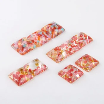 

10pcs/lot Resin square inlay broken shell patch Charms DIY hand-made earrings mobile phone shell accessories materials
