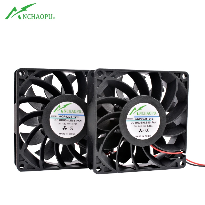 Grande Ventilador de Refrigeração do Volume de ar para o Chassi Inversor do Poder Acp922512b24b 9cm 92 mm 92x92x25 mm 2pin Dc12v 24v