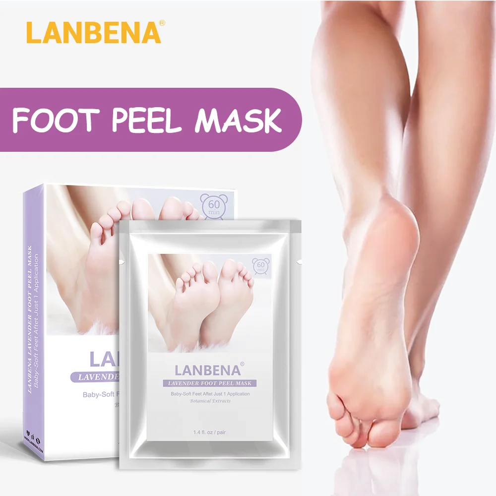 

LANBENA Lavender Exfoliating Foot Mask Pedicure Socks Exfoliation for Feet Mask Remove Dead Skin Heels Foot Peeling Mask
