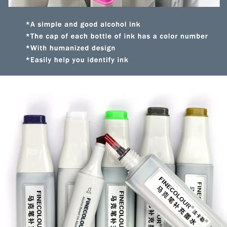 Finecolour жирной спиртовой маркер чернил EF100/101/102 Универсальный 20 мл пополнения/добавка/Заполняемые шариковая ручка с жидкими чернилами 480 Цвета EF900