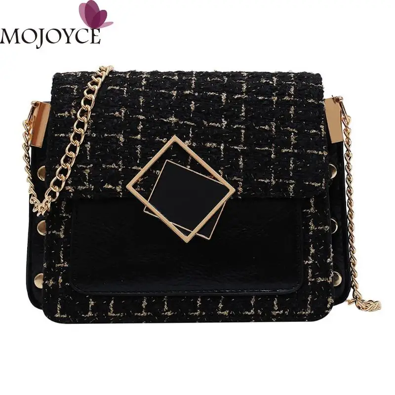 

Women Bags Fashion Casual Woolen Messenger Bags High Quality Female Women Square Leather Classic Chain Shoulder Handbag