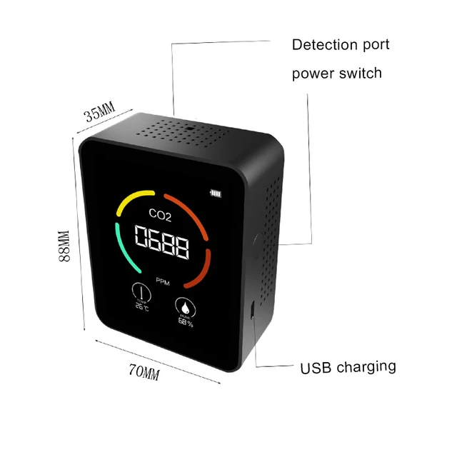 Hordozható Szén-Dioxid-Detektor Multifunkcionális 3-In-1 Hőmérsékleti Páratartalom-Monitor Az Otthoni Iroda Sec88-Hoz - Image 3