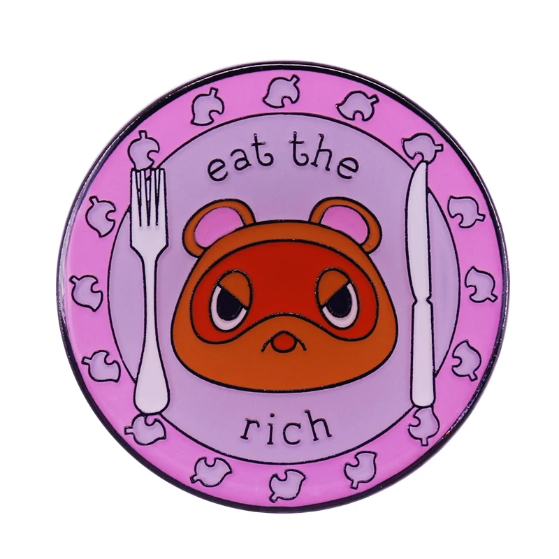 Tom Nook Eat The Rich Brooch Animal Crossing Fans Funny Flair Addition.JPG