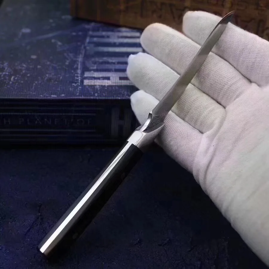 Дамасское стальное лезвие с деревянной ручкой тактическое фиксированное лезвие маленький прямой нож кожаный футляр для кемпинга выживания EDC ножи