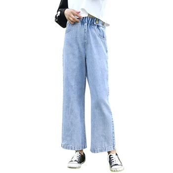 

Jeans Girl Solid Color Jeans Girls Casual Style Wide Leg Jeans For Kids Spring Autumn Children's Clothes 6 8 10 12 14