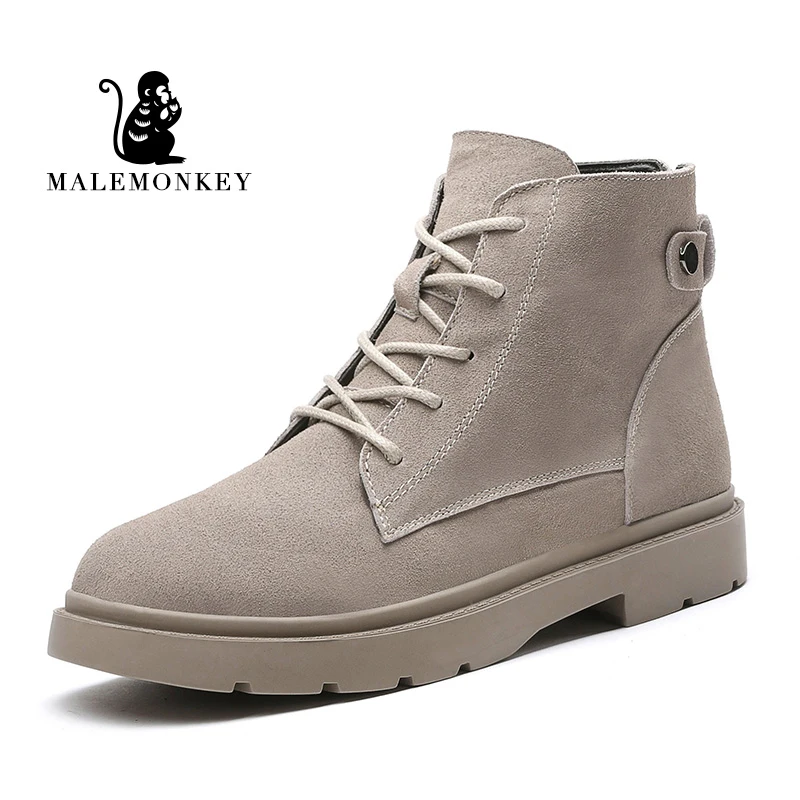 

2019 New Fashion Boots Women Sand Black Lace-up Cow Suede For Winter Boots Shoes Casual Botas Mujer Female Ankle Boots
