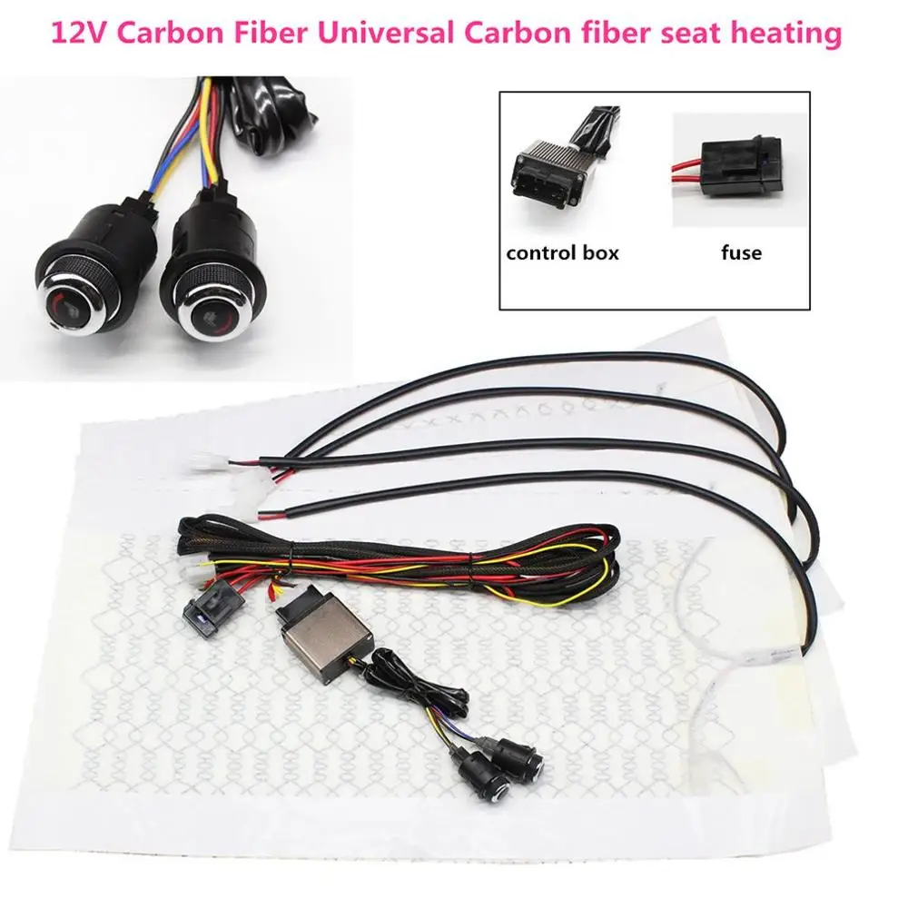 

Universal Carbon Fiber Seat Heating Pad Car Heater Six-speed Knob Dual Control Switch Heated Seat Cover