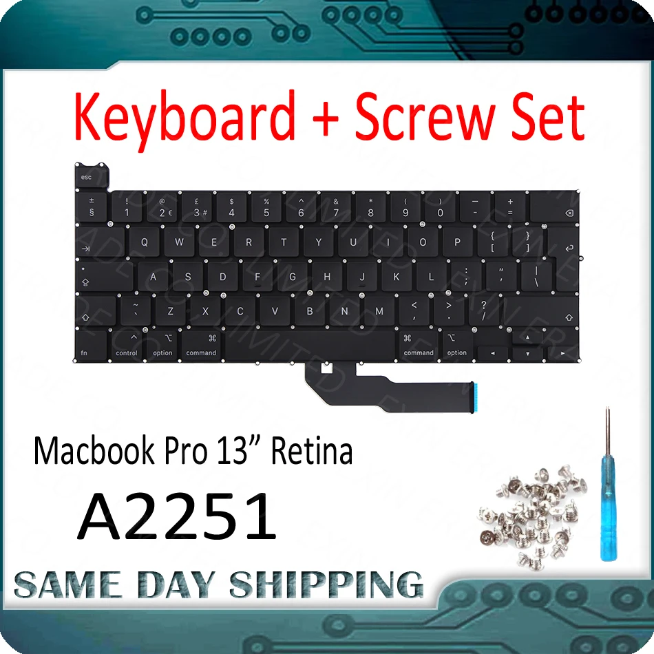 

2020 New A2251 Keyboard UK US English FR French Russian Spanish German Italian Danish for MacBook Pro Retina 13" A2251 EMC 3348