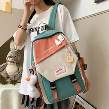 Simple Versatile High School Students Bag Cute Style School Bag Girls Korean Ulzzang Color Matching Backpack Women Backpack