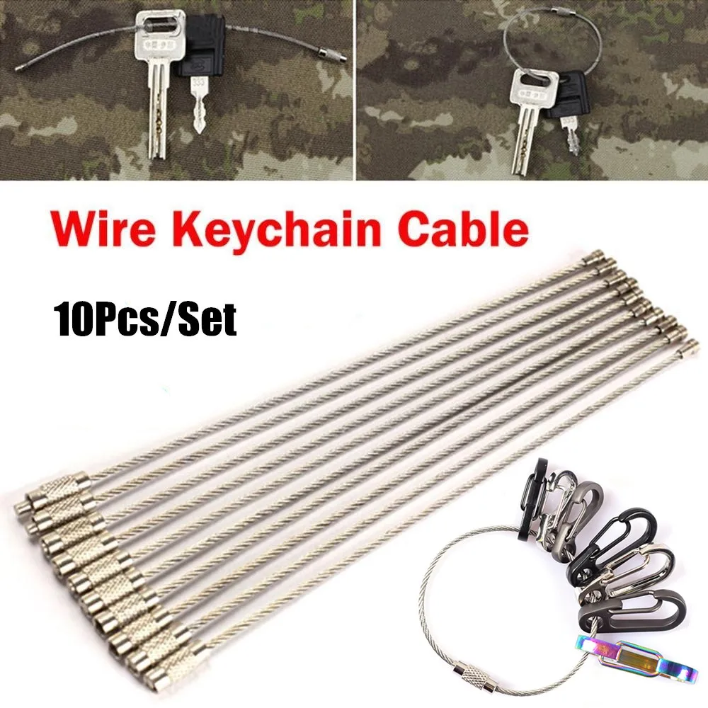 

10Pcs Wire Rope Key Chain Stainless Steel Wire Keychain Carabiner Cable Key Ring Outdoor Hiking Accessories