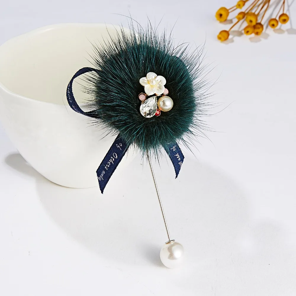Belleper, дизайн, норковый мех, помпон, шар, для женщин, роскошный цветок, брошь, женские броши, булавки, пальто, костюм, воротник, кардиган, платье, ювелирное изделие