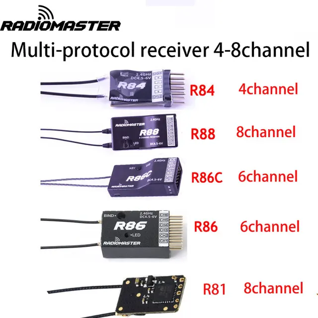 Radiomaster Multi-Protocol Receiver R81 R84 R86 R86C R88 4CH 6CH 8CH Receptor SBUS RSSI for D8 TX16S SE RC FPV Drones 1