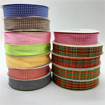 

5yards/lot 25mm Plaid Ribbon Grid Printed Ribbon For Home Wedding Christmas Decoration DIY Gift Wrapping