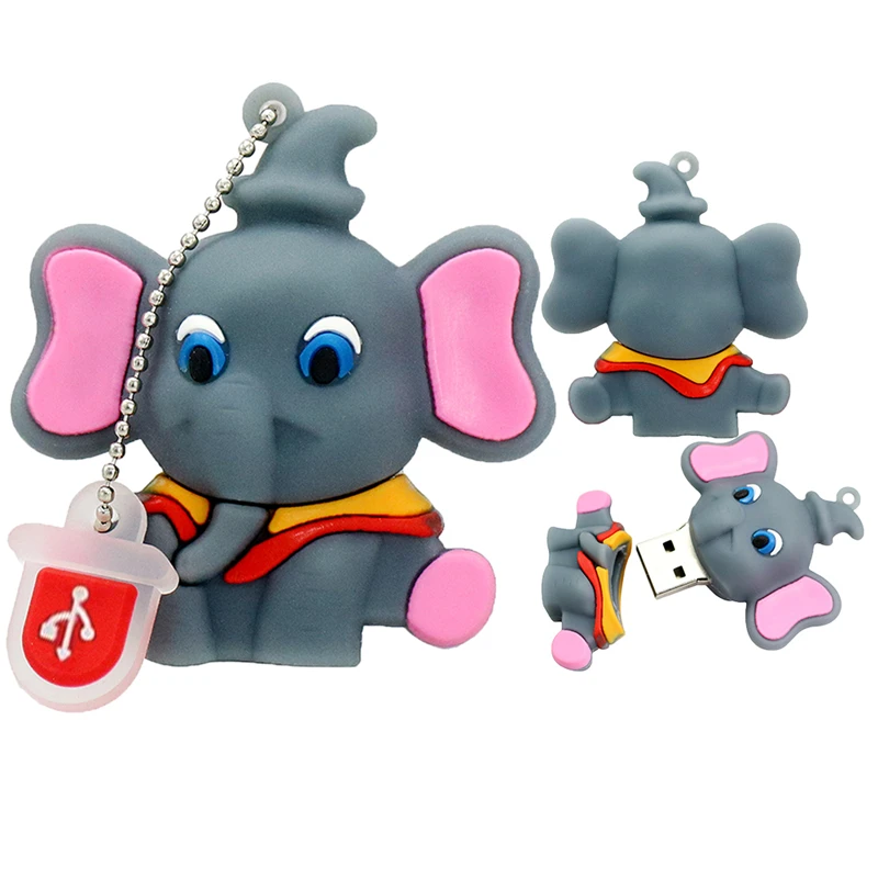Флеш-накопитель, флеш-диск USB 2,0, розовый, серый, слон, флешка, мини-подарок, животные, 4 ГБ, 8 ГБ, 128 ГБ, 16 ГБ, 64 ГБ, 256 ГБ, 32 ГБ, карта памяти, диск