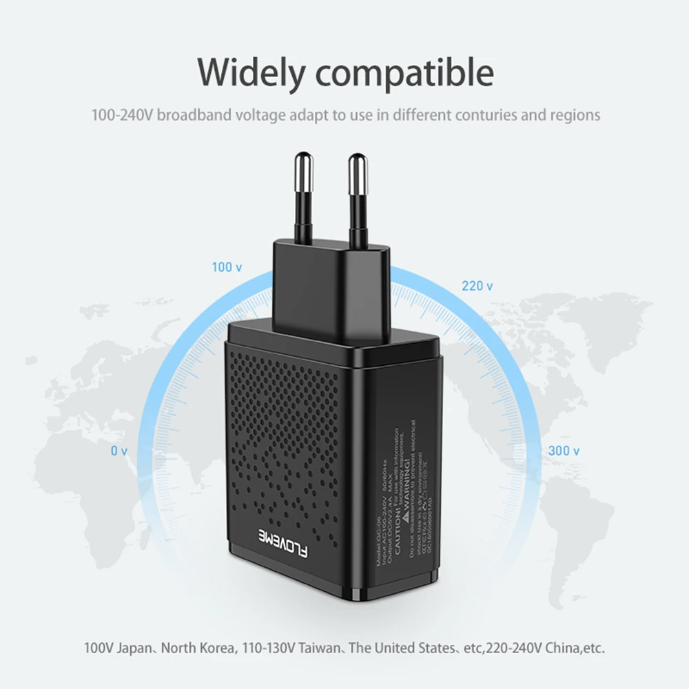 FLOVEME Dual USB зарядное устройство 5 в 2,4 А Быстрая зарядка настенное зарядное устройство адаптер ЕС Разъем для iphone ipad mini samsung Xiaomi