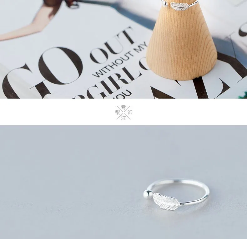 Мода перо регулируемые кольца для женщин ювелирные изделия кольца из стерлингового серебра 925 для женщин обручальное кольцо свадебное предобручальное кольцо подарок