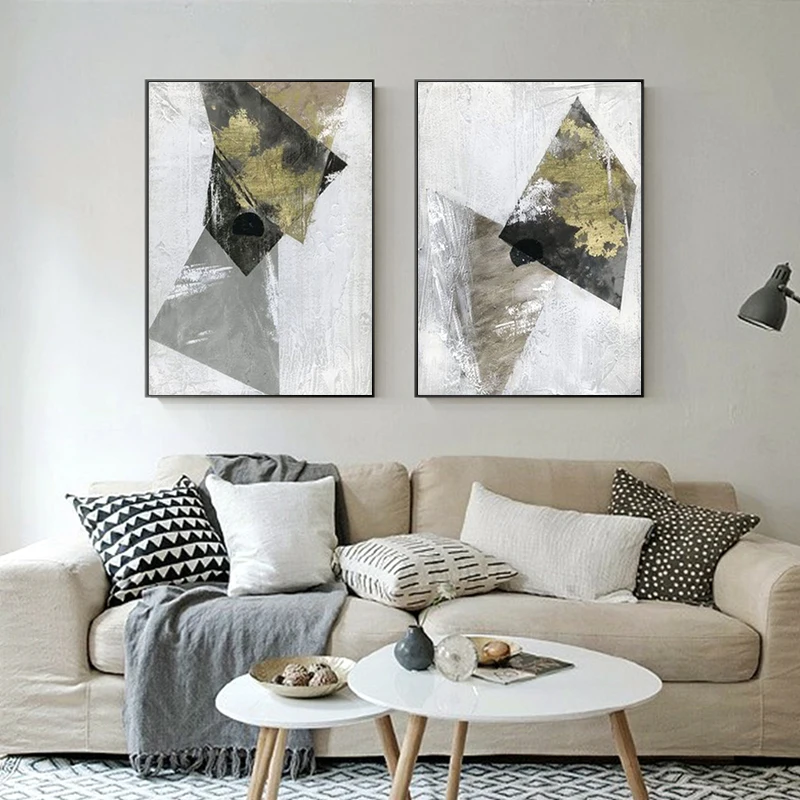 

Hand-painted Oil Painting Abstract Geometric Modern American Living Room Sofa Backdrop Decorative Painting Paintings Restaurant
