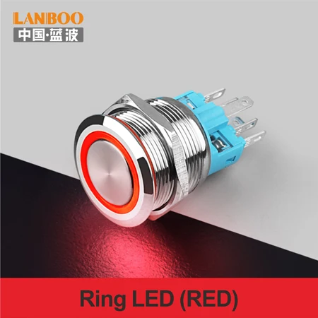 Red LED Ring 22 мм самовосстанавливающийся светодиодный 3 в 5 в 6 в 12 В 24 В 220 В металлический кнопочный переключатель мгновенная кнопка автоматический сброс светодиодный водонепроницаемый переключатель - Цвет: Red LED Ring