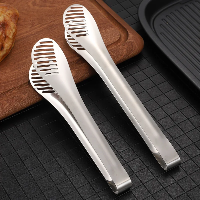 Food Tongs 3-Size Hollow Kitchen Barbecue Food Tongs Stainless Steel Meat Salad Clip Multifunctional Home Cooking Utensils Kitchenware