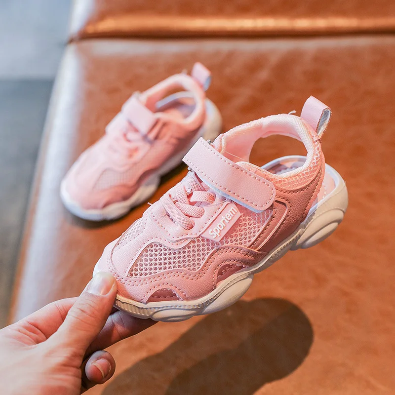 ULKNN Girl'S Sandals 2020 mesh shoes for kids  Summer Closed-toe Middle And Large Children Sports Shoe Soft Bottom Baby BOY'S