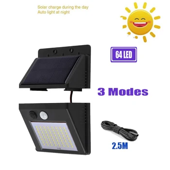 

64/30 LEDs Wireless Solar Wall Lights Outdoor Waterproof Light Control Garden Street Security Nightlight Solar Powered Lamps opt
