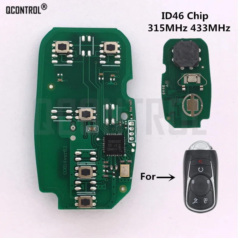 

QCONTROL Car Remote Smart Key Fob Electronic Circuit Board for Buick Control Alarm Keyless Entry 315MHz 433MHz ID46 5 Buttons