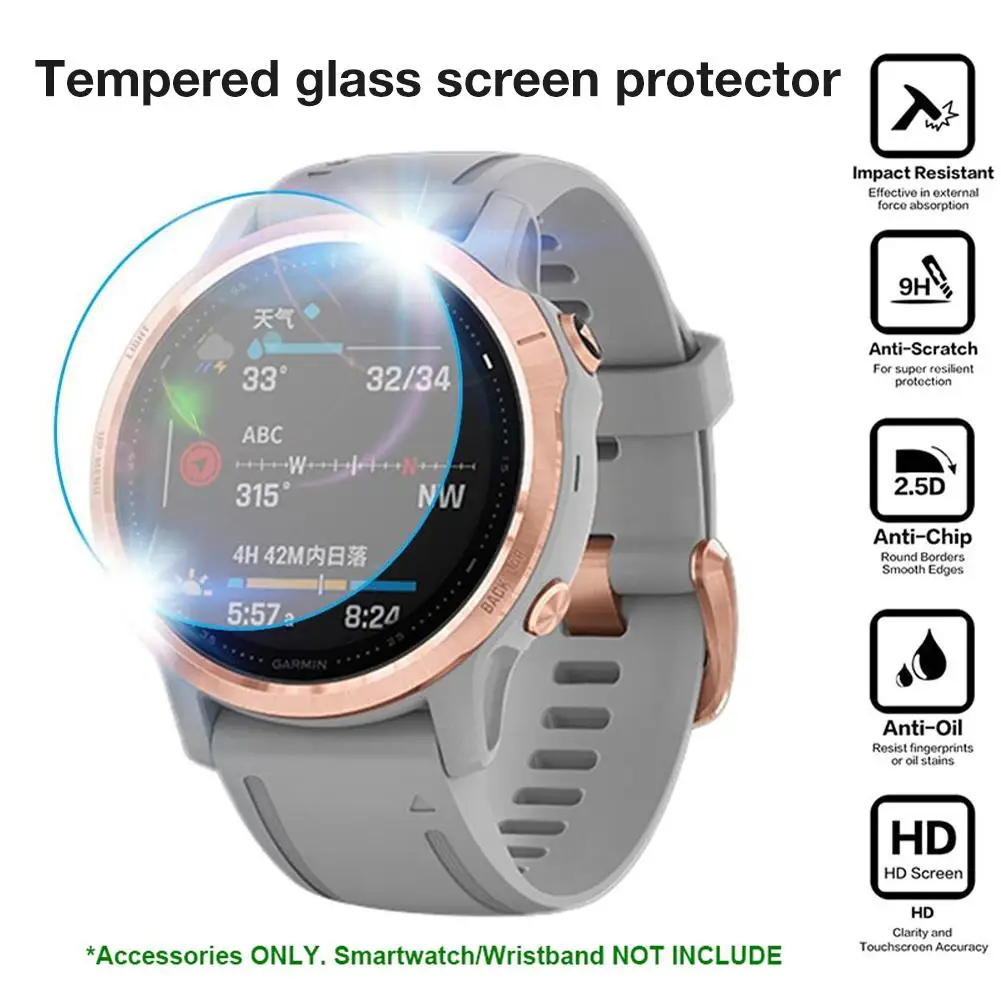 

Rondaful High Quality Tempered Glass Film Protective Film Watch Cover For Garmin Fenix 6X Pro/Fenix 6S Pro