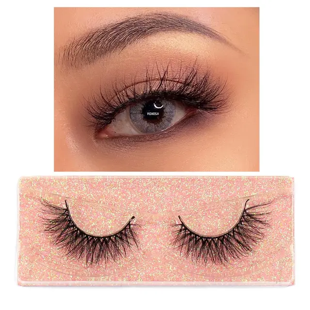 FOXESJI Makeup Eyelashes 3D Mink Lashes Fluffy Soft Wispy Natural Cross Eyelash Extension Reusable Lashes Mink False Eyelashes K52