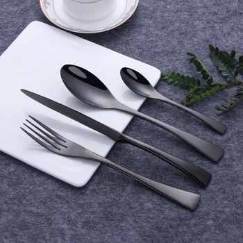 

Luxury Black Dinnerware Set 304 Stainless steel Table Set dinner Knife Fork Dinner Spoon kitchen Tableware Set Home gifts