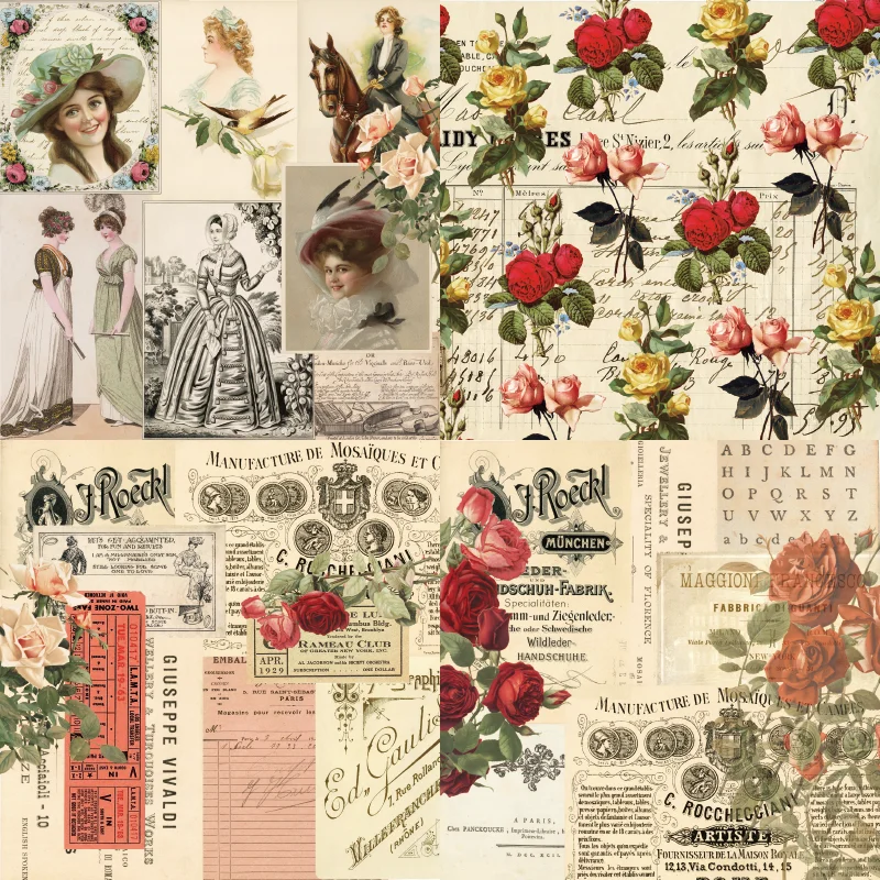 Rose Vintage Paper 24 sheets 6X6 for Scrapbooking