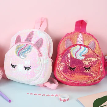 

sequined unicorn bag cute cartoon Backpack for teens women casual bags unicorns kids kindergarten bag Backpack for girls