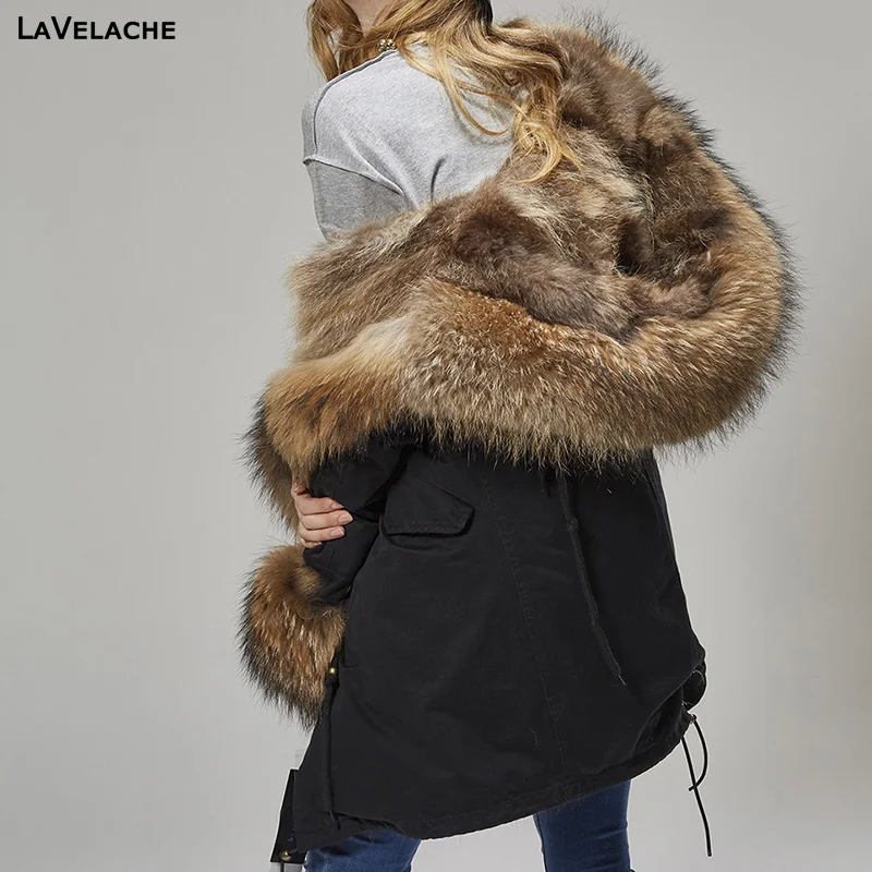 Женская зимняя куртка большой размер водостойкая|real fur coat long|real raccoon coatwomen real |