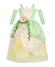 

2021 New Role Play Frog Prince Princess Dress Christmas Tianna Princess Dress Girl Green Long Sleeve Girl Small And Medium Size