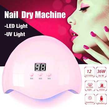

New 36W USB UV LED Lamp Nail Dryer Phototherapy Machine Nail Tools 30s/60s/90s Three-stop Timing Smart Sensors Nails Dryer