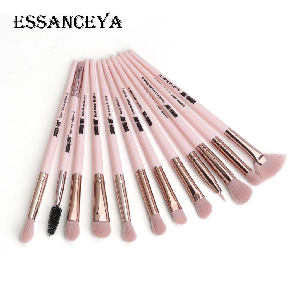 

ESSANCEYA 12Pcs Makeup Brushes Set Eye Shadow Blending Eyeliner Eyelash Eyebrow Blush Brush For Makeup Tool Pro Eye Makeup Brush