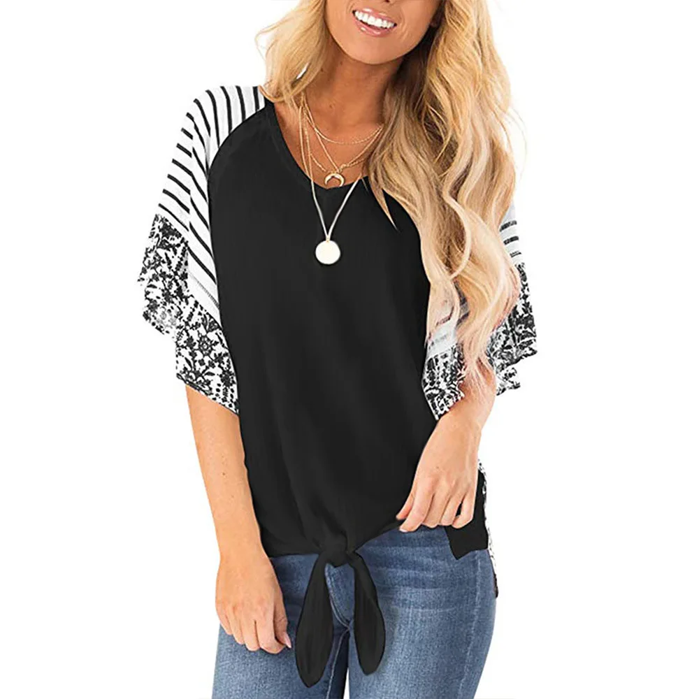 Модная Повседневная футболка с короткими рукавами и принтом