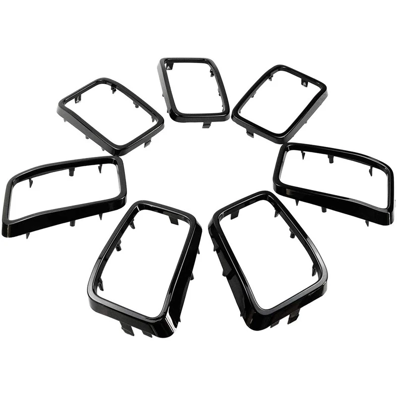 

7PC Gloss Black Grill Rings Grille Grill Inserts Fit for 2017 2018 2019 Je-ep Grand Cherokee je-ep