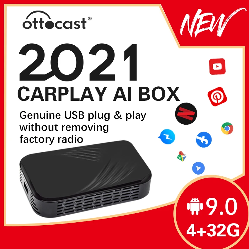OTTOCAST 2021Apple CarPlay ai box multimedia player4+64G Wireless Android Auto add to car intelligent system apk android | Автомобили и