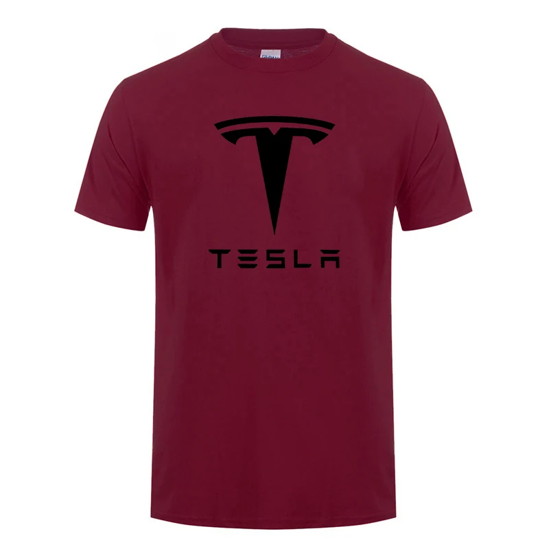 New Tesla Men T Shirts Short Sleeve Round Neck Ringer Letter Printed cotton Male Tees Casual Boy t-shirt Tops many colors - Цвет: brown
