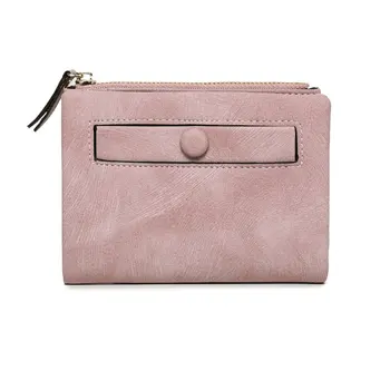 

Wallet Women Purse PU Leather Woman Purse Short Buckle Student Retro Small Fresh Scrub Ultra-thin Walle