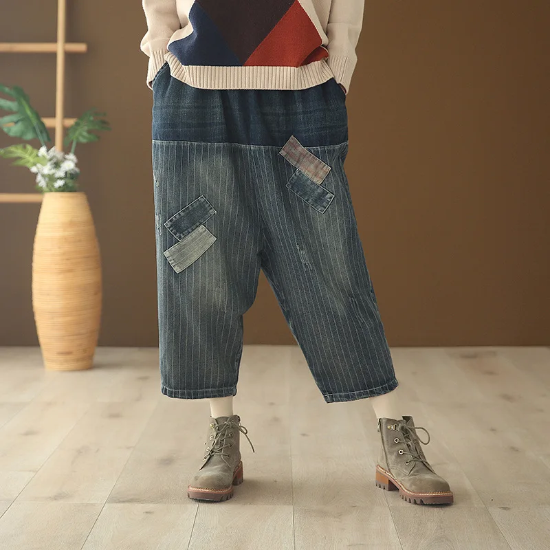 Женские Мешковатые джинсовые штаны-шаровары в стиле пэчворк с заниженным шаговым швом, Джинсы бойфренда в стиле хип-хоп для уличных танцев, ковбойские брюки размера плюс, джоггеры